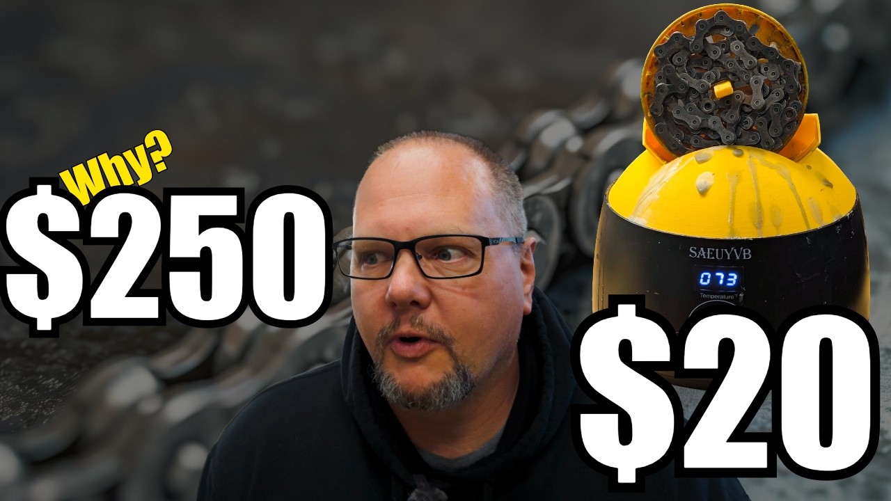 Beyond50 chain waxing setup video thumbnail comparing a costly tool with a budget approach